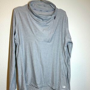 New Balance Light Gray Long Sleeve Asymmetrical 3/4 Zip Athletic Jacket XL Gray
